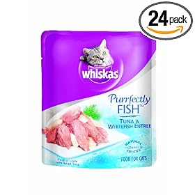 Whiskas Purrfectly Fish Tuna and Whitefish Entree in Natural Juices Food for Cats, 3-Ounce Pouches... by Whiskas