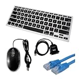SKQUE PREMIUM OPTICAL MICE MOUSE+BLACK SILICONE KEYBOARD CASE+BLUE ETHERNET 10 FEET CABLE+USB-PARALLEL 6 FEET CABLE FOR APPLE MACBOOK AIR(13.3£§)