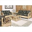 Cancun Palm Upholstered Rattan Deep Seating Group in Natural Finish Fabric: Banana Bay Chili