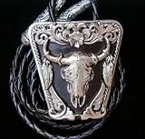 Diamond-Cut Steer Skull Bolo Tie