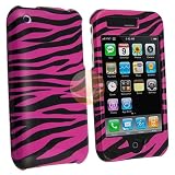 Clip On Crystal Case for Apple iPhone 3G, Pink Zebra