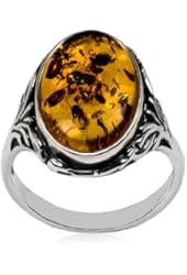 Sterling Silver Baltic Amber Oval Classic Ring
