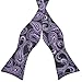 PenSee Mens Self Bow Tie Black & Purple Paisley Jacquard Woven Silk Bow Ties
