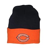 Adult NFL Chicago Bears Warm Ski & Skate Roll Up Beanie / Winter Hat - One Size Fits All - Blue & Orange
