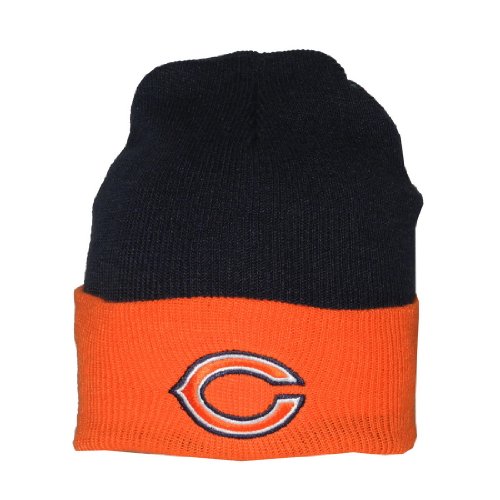 Adult NFL Chicago Bears Warm Ski & Skate Roll Up Beanie / Winter Hat - One Size Fits All - Blue & Orange