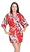 Aibrou Women's Kimono Robes Satin Peacock and Blossoms Silk Nightwear Short Style