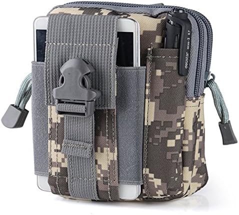 Dannis Harry ® Multipurpose Hunting Tactical Smartphone Holster EDC Security Accessible Pouch Belt Loops Money Pocket Waist Bag Pack (Camouflage-ACU)