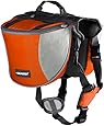Cade Outdoor Hiking Camping Training Adjustable Dog Saddle-harness Bag Large Capacity Dog Backpack with Reflective Stripe (L, Orange)