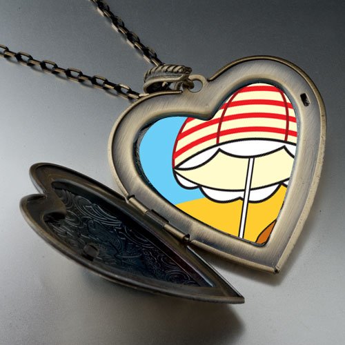 Beach Umbrella Photo Large Pendant Necklace