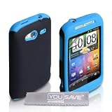 Yousave Accessories TM Dual Combo Hart Und Weich Silikon Gel Schutzh�lle Tasche F�r Das HTC Wildfire S Blau / Schwarz Mit Displayschutz Folie Und Graues Micro Faser Poliertuchvon "Yousave"