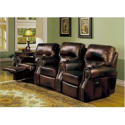 Home Theater Seating Recliner Tri-tone Leather