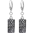 Silver Black Zebra Dichroic Glass Earrings