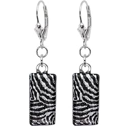 Silver Black Zebra Dichroic Glass Earrings