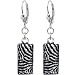 Silver Black Zebra Dichroic Glass Earrings