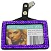 Rhinestone Crystal Bling Horizontal Badge Holder (Purple)