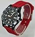 Timex Mens Date Window Black IP Stainless Steel Case Red Rubber Strap Watch T2P138