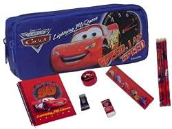 Disney Cars Blue Pencil Case + Stationery Set