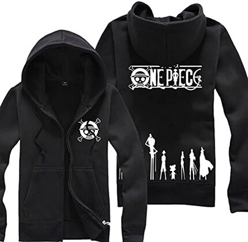 Super Hunter One Piece Luffy and Nine People Zipper Cardigan Hooded Jacket (XL, Black1)