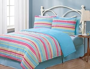  Twin Geo Stripes Multi Reversible Comforter Bedding Set 