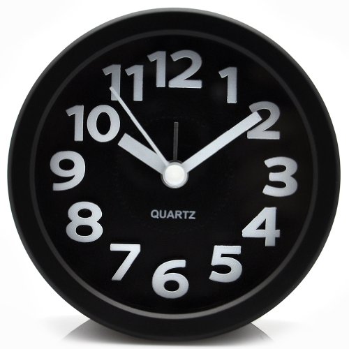 Deedo Sweep Quiet Bedside Battery Operated Analog Alarm Clock (Black