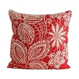 Thomas Paul - Lace Red Linen Pillow - Stuffed