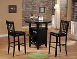 3pc Bar Table & Bar Stools Set Espresso Finish
