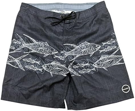 Maui Clothing Men's Evolve Ahi Print Boardshorts (Large, Black)