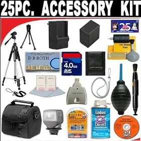 25 PC ULTIMATE SUPER SAVINGS DELUXE DB ROTH ACCESSORY KIT For The Samsung SMX-F54, F53, F50, H300, H303, H304, H305 Camcorder