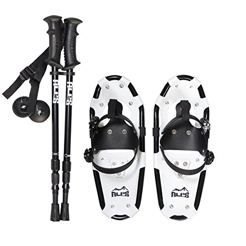 ALPS Light Weight Snowshoes for Kids, Boys & Girls & Pair Retractable Anti Shock snowshoes pole