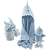 Baby Aspen Four-Piece Gift Set, Let the Fin Begin, Blue
