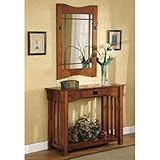 IMAGE OF 2pcs Mission Style Entry Way Foyer Console Table & Mirror Set
