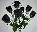 7 Silk Rose Flowers w/Raindrops - Wedding Flowers - Bridal/Floral - Black