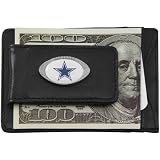 Dallas Cowboys Black Leather Card Holder & Money Clip