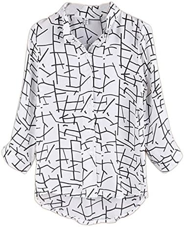 MiYang Women's Long-sleeve Print Chiffon Fashion Slim Blouses White XL