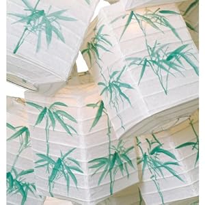 Bamboo Rectangle Paper Lantern String Lights (set of 10) by Cultural Intrigue