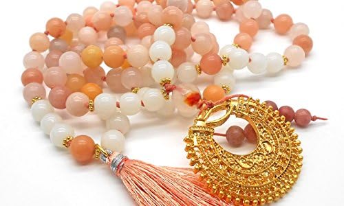 Ynez Red Aventurine 108 Bead Mala with Gold Plated Tibetan Pendant
