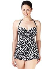 Halterneck Cherry Print Bandeau Skirt Swimsuit