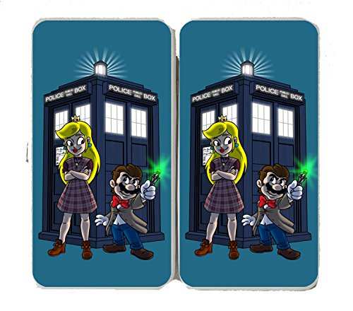 Character Group w/ Public Call Box Funny Video Game & Doctor Science Fiction TV Show Parody – Taiga Hinge Wallet Clutch