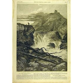1858 Creswick Fine Art Old Print Mountain Torrent River