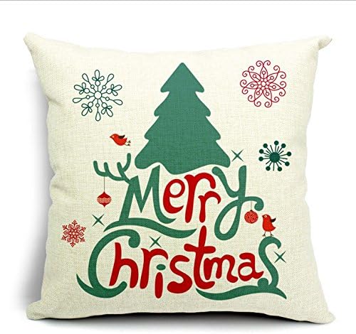 Merry Christmas Gifts to Every Home Cotton Linen Throw Pillow Case Cushion Cover Home Sofa Decorative 18 X 18 Inch Pillowcase