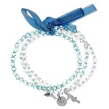 SilverEco Set of 3 - Blue + Clear Crystal Bracelets with Sea Charms