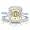 Sterling Silver 925 Emerald Cut Canary Cubic Zirconia CZ Halo Ring Set - Nickel Free Engagement Wedding Ring Set Size 5