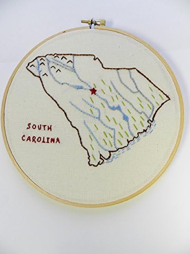 South Carolina. Embroidery Hoop Wall Art. State Outline Map art. Home Love Map. Retirement. Teacher Gift. Coastal Home State. Home Map.