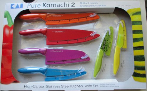 Buy Kai Pure Komachi 2 6-Piece Knife Set 6 Stainless Steel Knives Colored Sheaths 743680