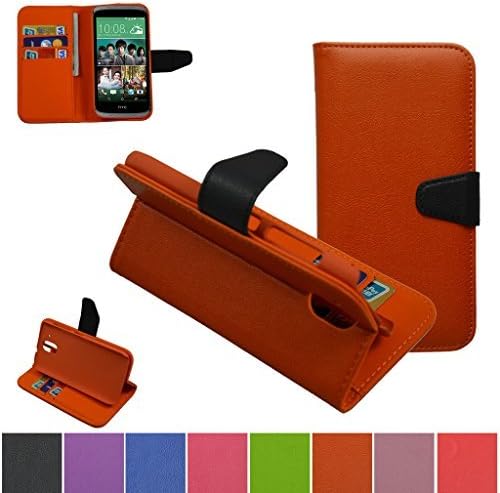 HTC Desire 526G+ Case,Mama Mouth [Stand View] Folio Flip Premium PU Leather [Wallet Case] With Built-in Media Stand ID Credit Card / Cash Slots and Inner Pocket Cover For HTC Desire 526 526G+ D526h, Orange