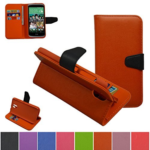 HTC Desire 526G+ Case,Mama Mouth [Stand View] Folio Flip Premium PU Leather [Wallet Case] With Built-in Media Stand ID Credit Card / Cash Slots and Inner Pocket Cover For HTC Desire 526 526G+ D526h, Orange