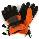 Ages 4-7 Winter Thinsulate 3M Waterproof Ski Snow Palm Grip Strap Gloves Orange Black