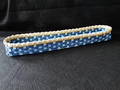 Hand Woven Basket in Royal Blue and Turquoise. Long French Bread Basket. Storage Basket. Hand Made Baskets in fun colors!