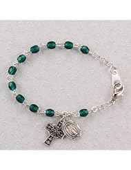Sterling Silver Emerald Baby Bracelet Charms Pendant Jewelry Religious Catholic