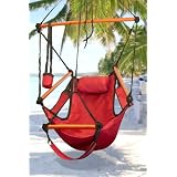 Deluxe Red Sky Air Chair Swing Hanging Hammock Chair with Pillow & Drink Holder